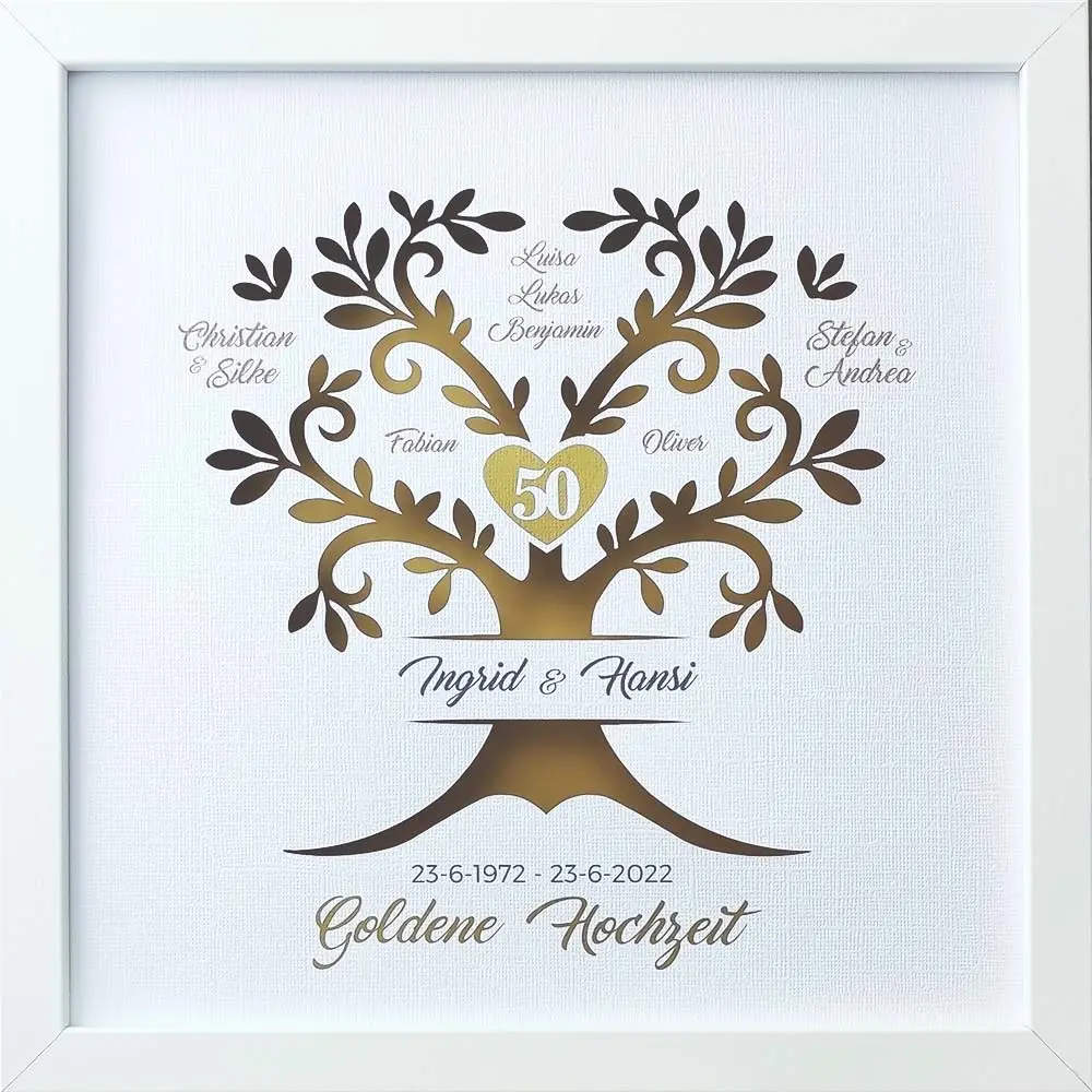 Goldene Hochzeit Geschenk 3D-Stammbaum-50 Jahre verheiratet